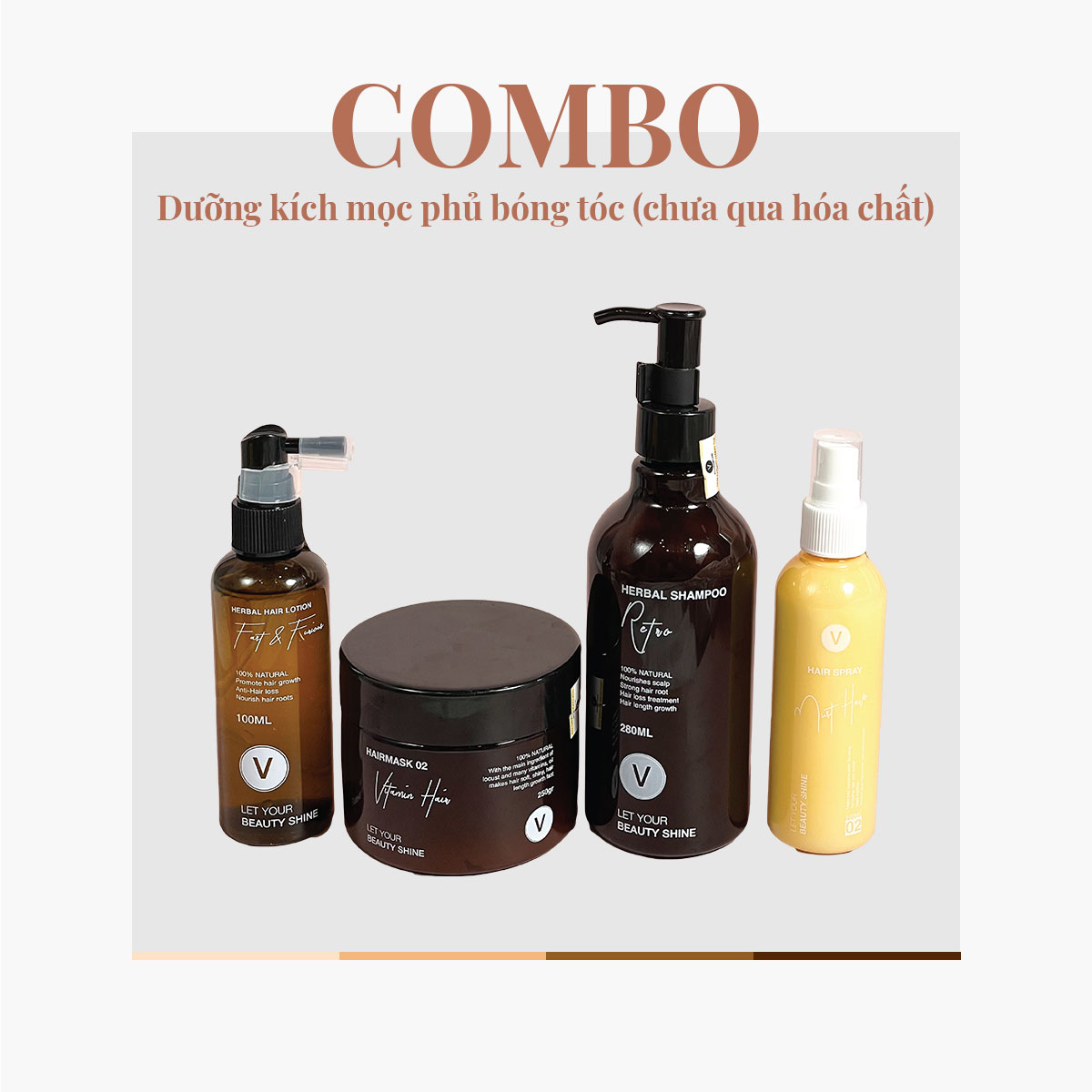 Combo dưỡng kích mọc phủ bóng tóc chưa qua hóa chất