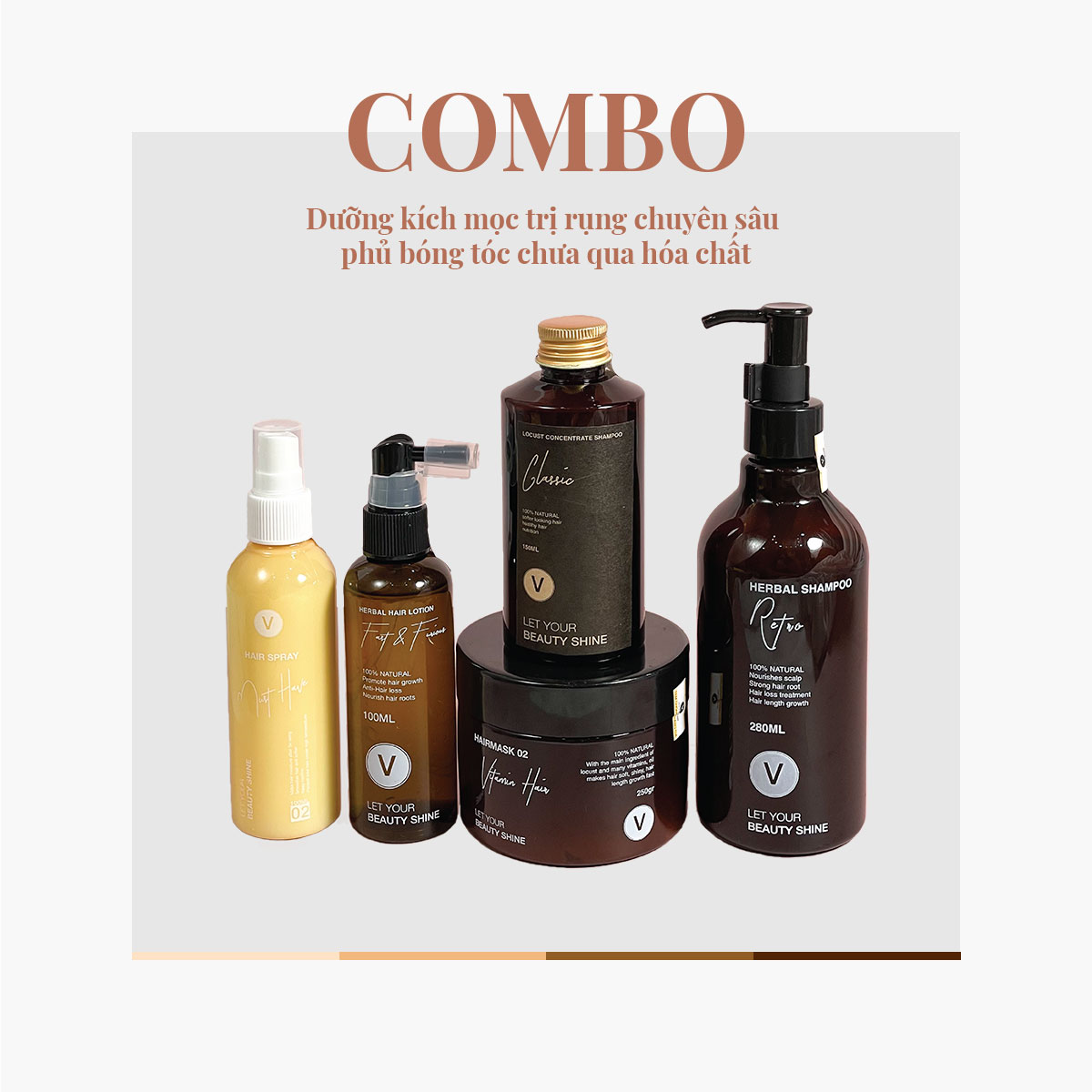 Combo dưỡng kích mọc trị rụng chuyên sâu phủ bóng tóc chưa qua hóa chất