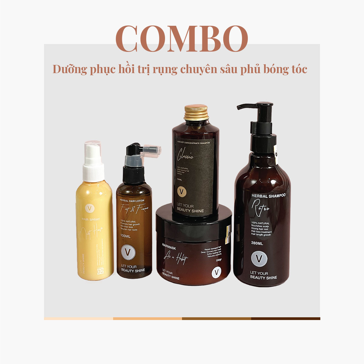 Combo dưỡng phục hồi trị rụng chuyên sâu phủ bóng tóc